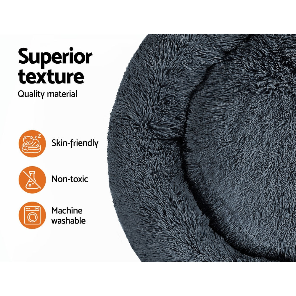 i.Pet 110cm Extra Large Calming Pet Bed – Soft Plush Dark Grey