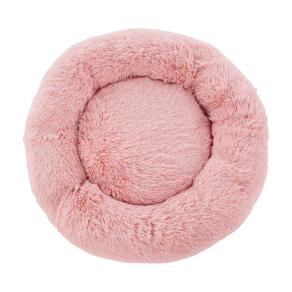 i.Pet 90cm Calming Pet Bed – Large Soft Plush Pink for Cats & Dogs