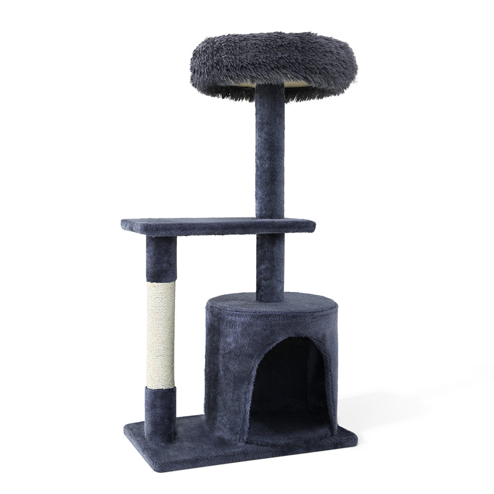 i.Pet 94cm Compact Cat Tree – Scratching Post & Hideout Condo (Grey)