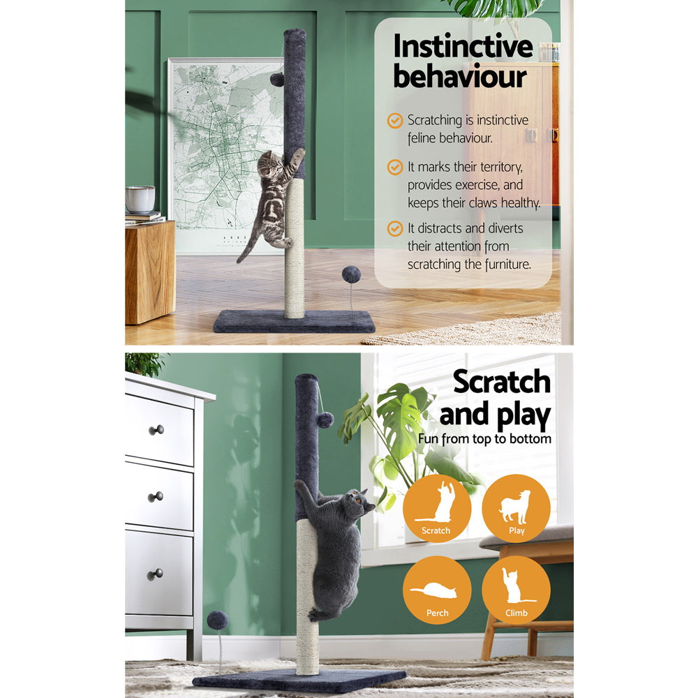 i.Pet Cat Tree 105cm – Scratcher Tower with Hanging Toys & Condo (Grey)