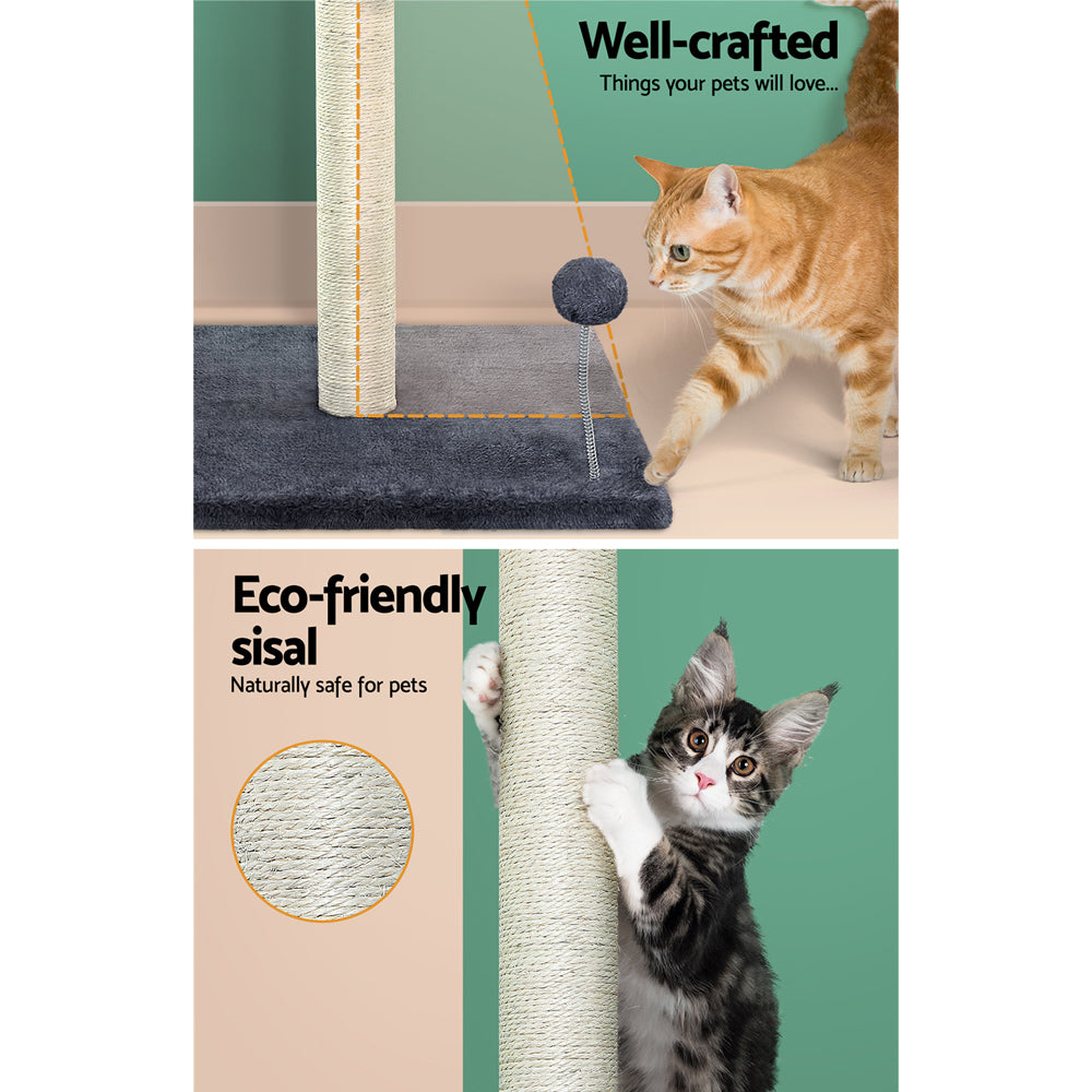 i.Pet Cat Tree 105cm – Scratcher Tower with Hanging Toys & Condo (Grey)