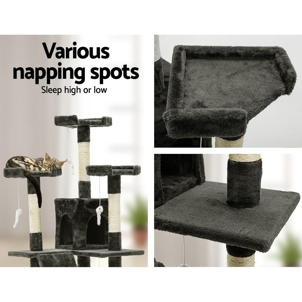 i.Pet 180cm Extra Tall Cat Tree – Multi-Level Scratcher & Condo (Grey)