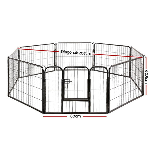 Portable 24" Dog Playpen – 8 Panel Pet Exercise Fence Enclosure