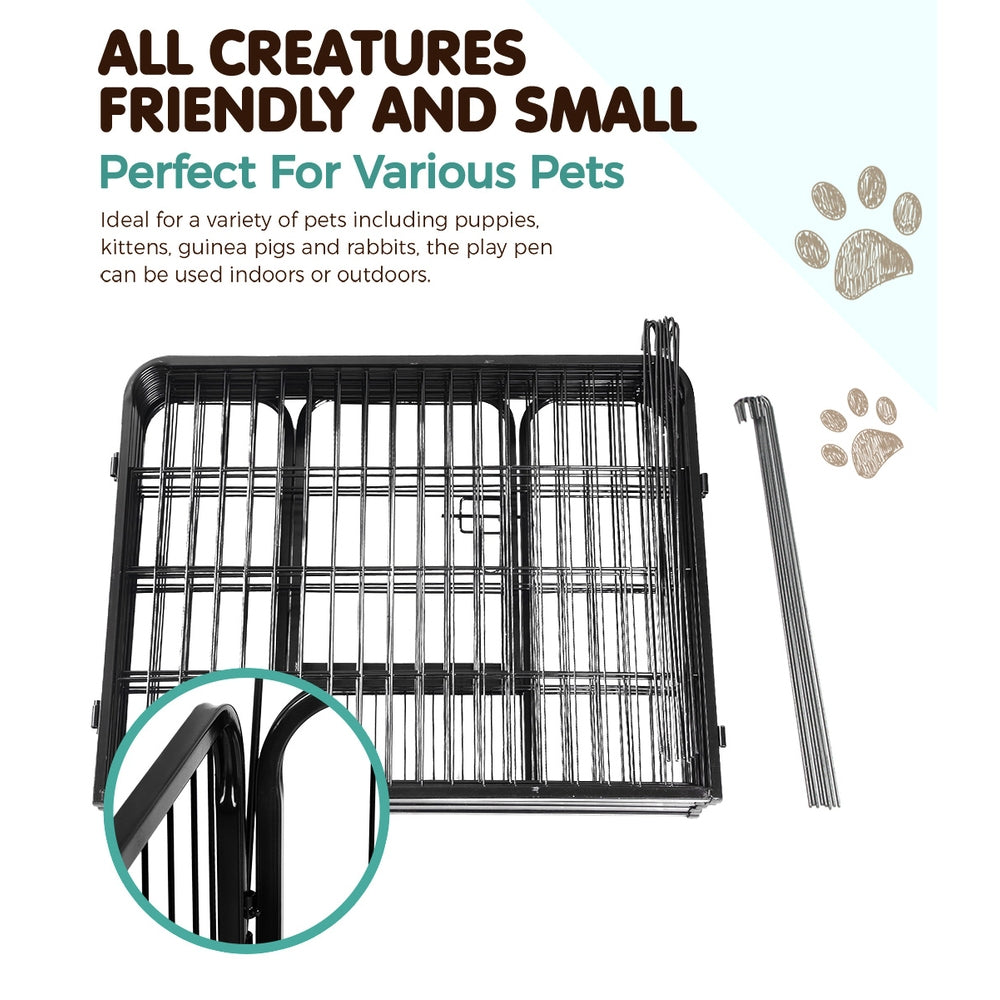 Portable 24" Dog Playpen – 8 Panel Pet Exercise Fence Enclosure