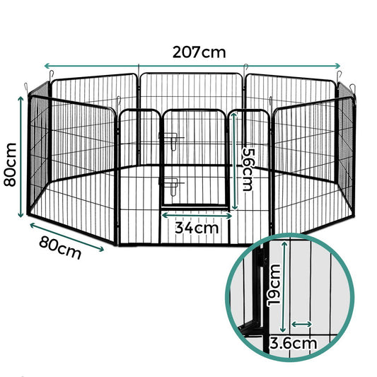 Heavy-Duty 32" Dog Playpen – 8 Panel Pet Exercise Cage Fence