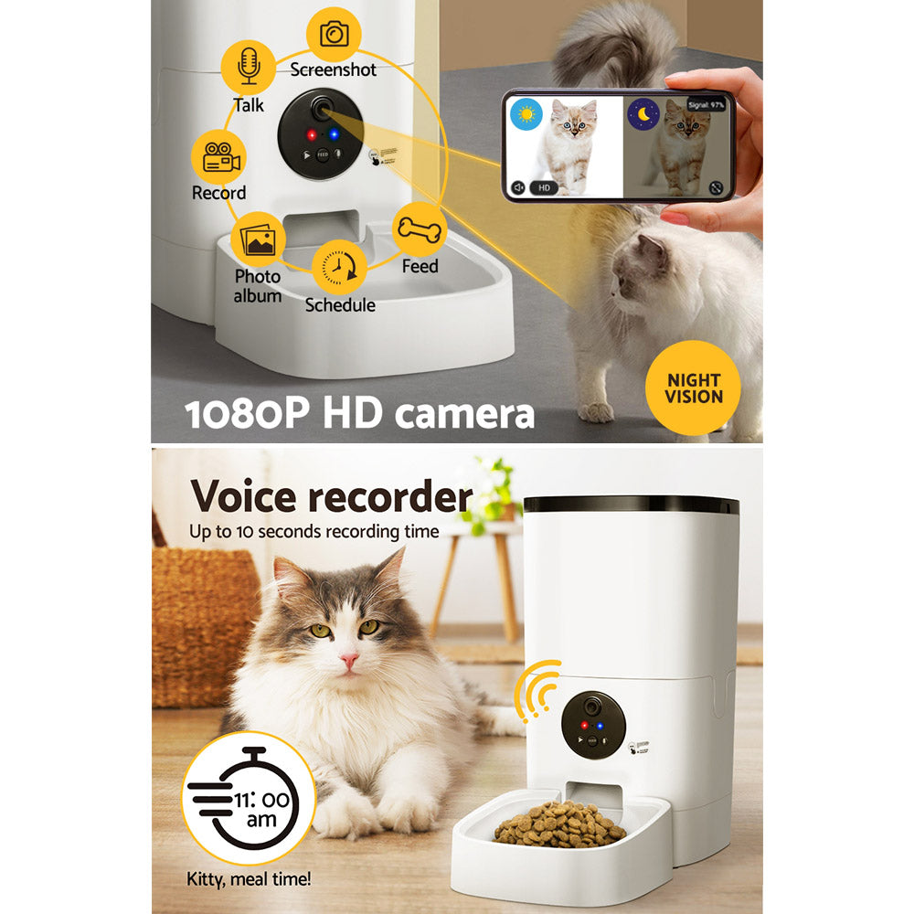 Smart WiFi Pet Feeder with HD Camera – 6L Auto Food Dispenser