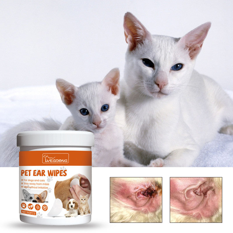 Yegbong™ Pet Ear Wipes – Cleansing & Deodorizing Wipes for Dogs & Cats, Removes Ear Mites & Wax