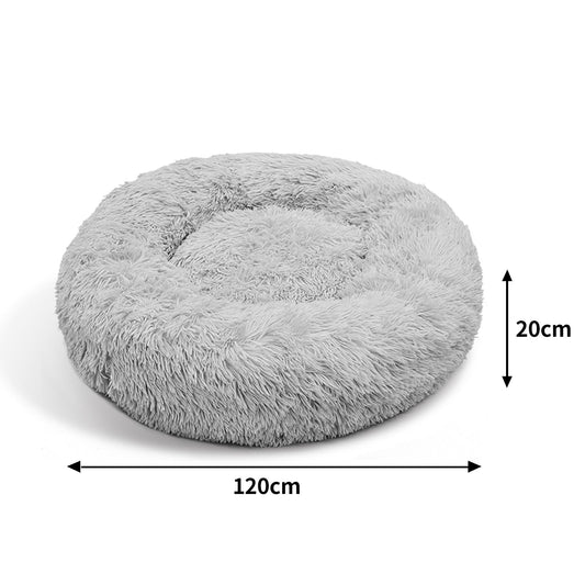 Pawfriends XXL Plush Dog Bed – Calming Round Pet Nest for Cats & Dogs, Washable, Anti-Slip Base
