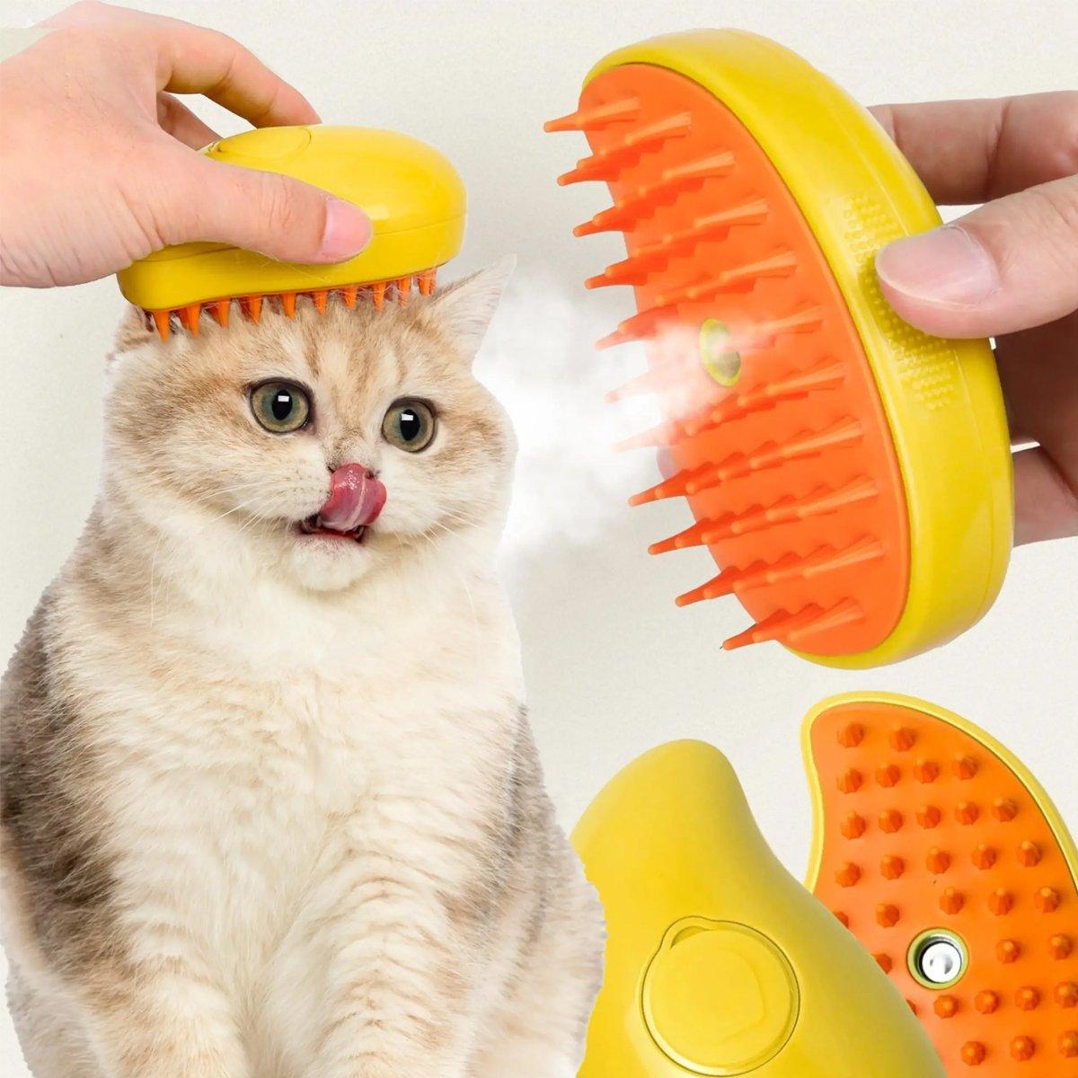 Electric Pet Hair Brush 3 in 1 Steamy Dog Cat Hair Grooming Bath Spray Tool - Green
