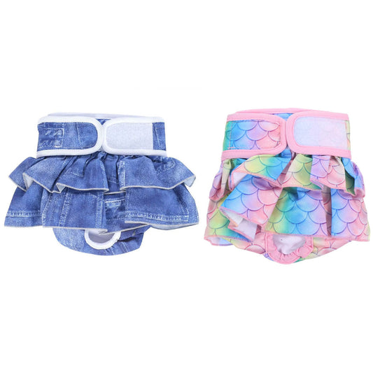 Pet Dog Diapers Female Pants Soft Breathable Underwear Reusable Sanitary Briefs - Mermaid - M