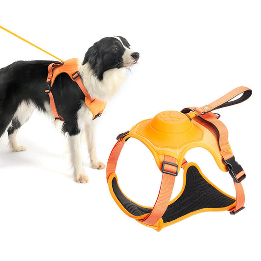 Vibe Geeks Ultimate 2-in-1 Reflective No-Pull Dog Harness with Retractable Leash & Control Handle β Black - L