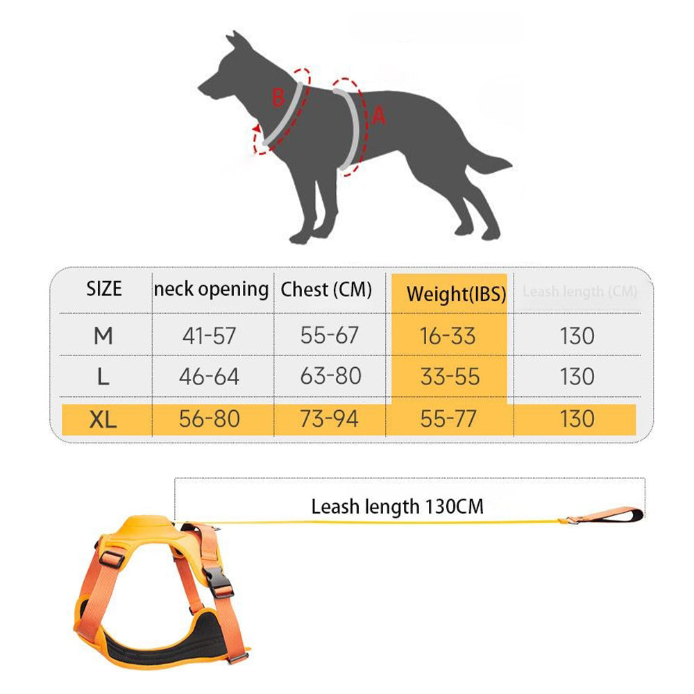 Vibe Geeks Ultimate 2-in-1 Reflective No-Pull Dog Harness with Retractable Leash & Control Handle – Black - L