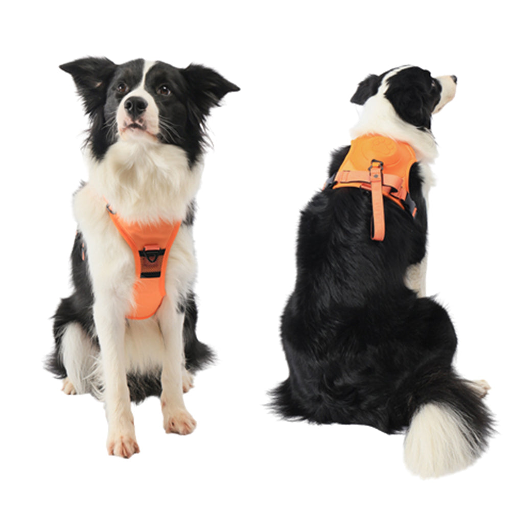 Vibe Geeks Ultimate 2-in-1 Reflective No-Pull Dog Harness with Retractable Leash & Control Handle – Black - L