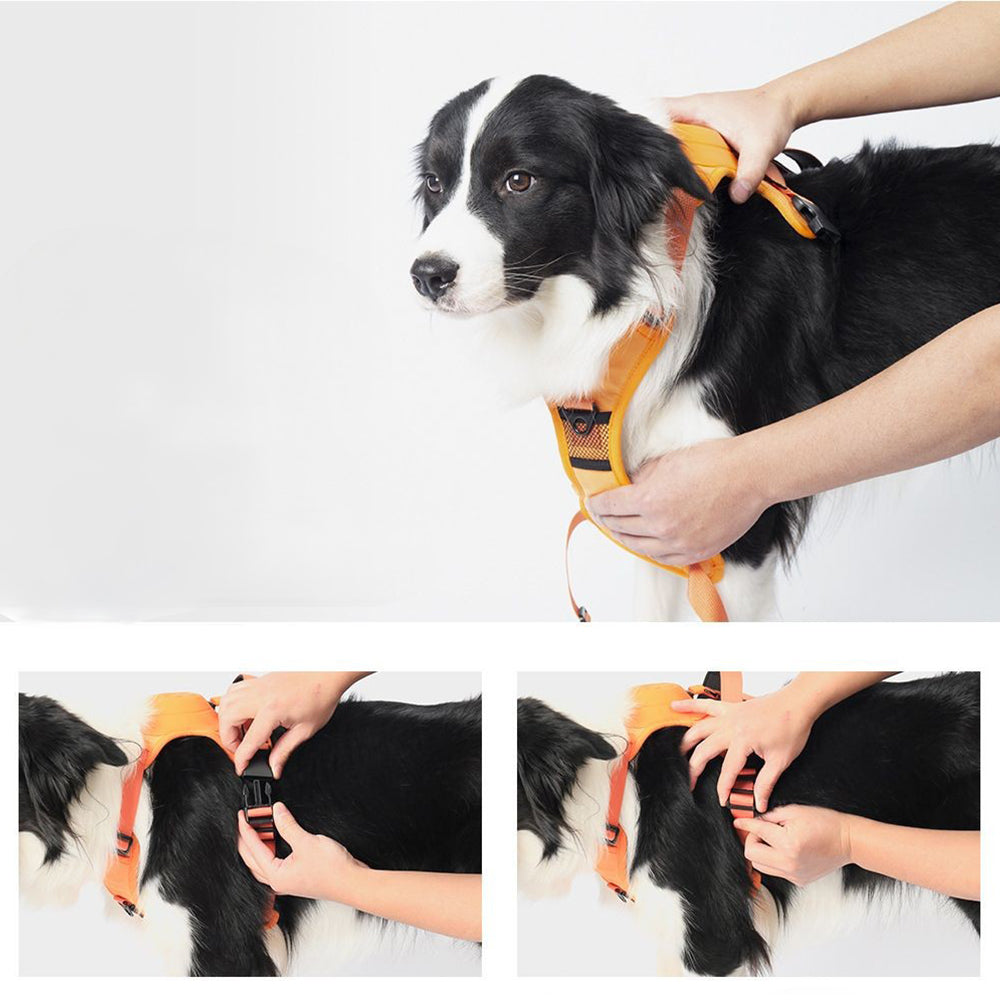 Vibe Geeks Ultimate 2-in-1 Reflective No-Pull Dog Harness with Retractable Leash & Control Handle – Black - L