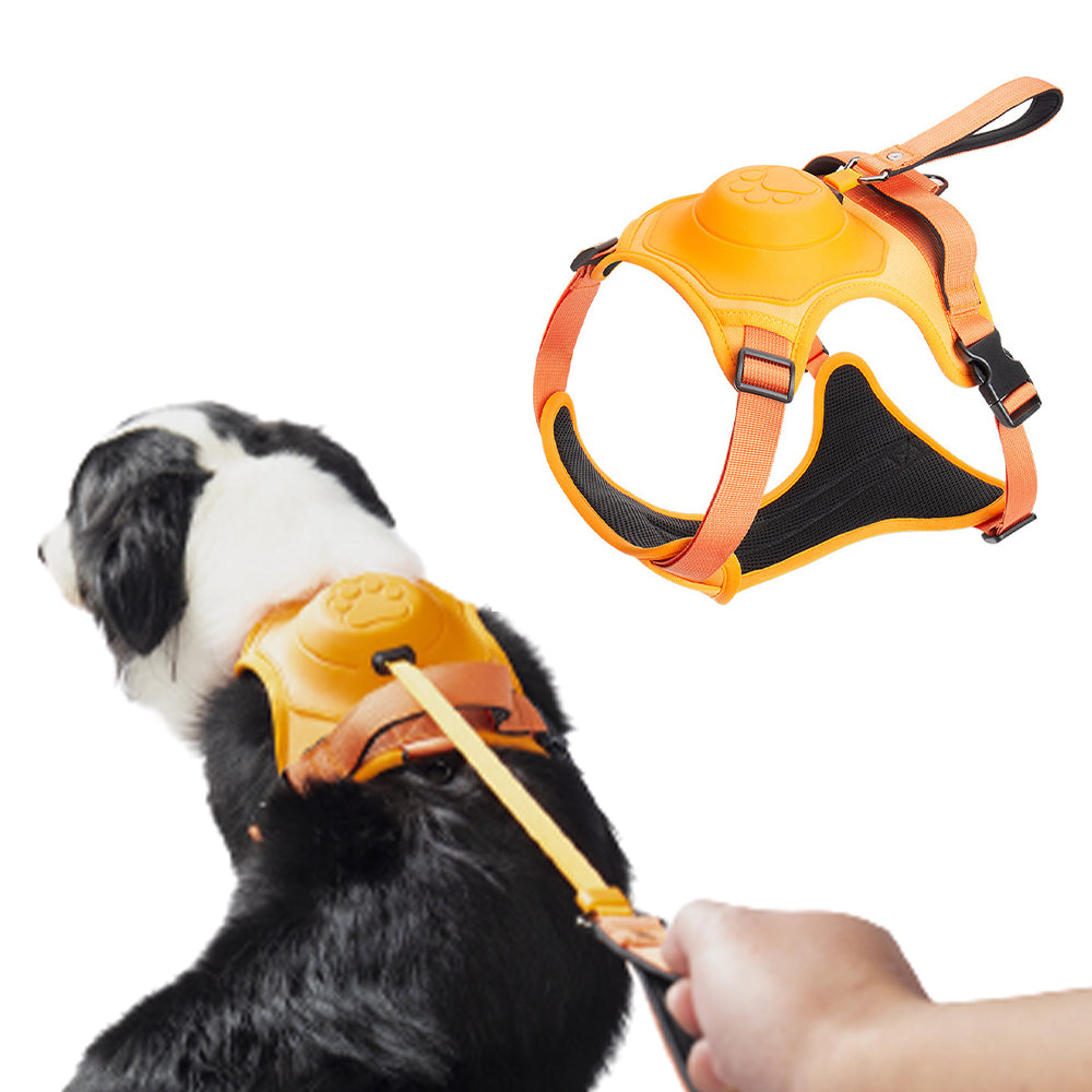 Vibe Geeks Ultimate 2-in-1 Reflective No-Pull Dog Harness with Retractable Leash & Control Handle – Blue - L