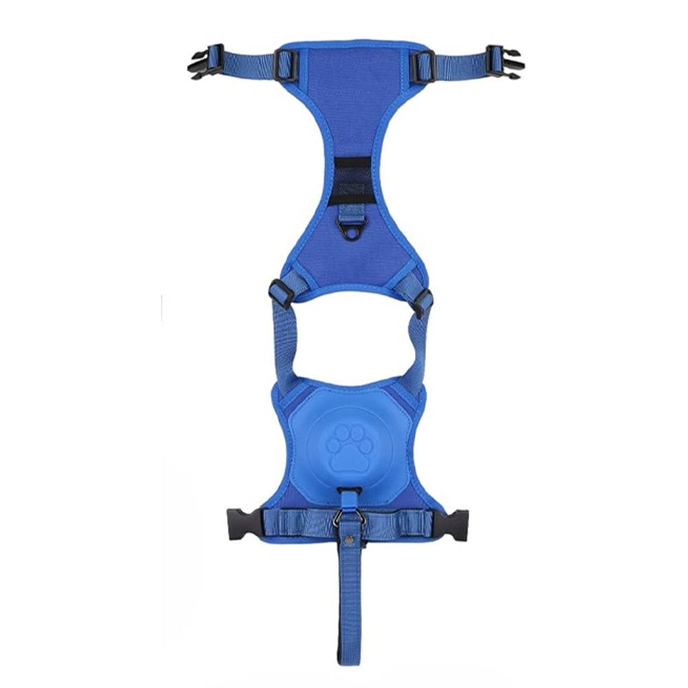 Vibe Geeks Ultimate 2-in-1 Reflective No-Pull Dog Harness with Retractable Leash & Control Handle – Blue (XL)