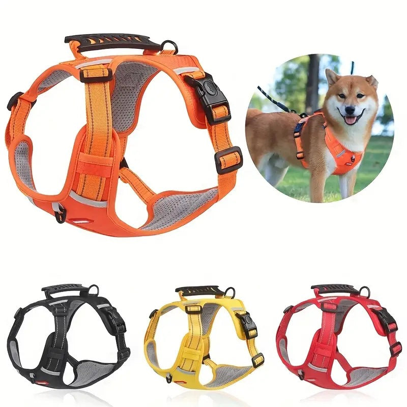 Reflective No-Pull Dog Harness with Leash – Adjustable Vest Harness with Handle for Walking & Training (M size)