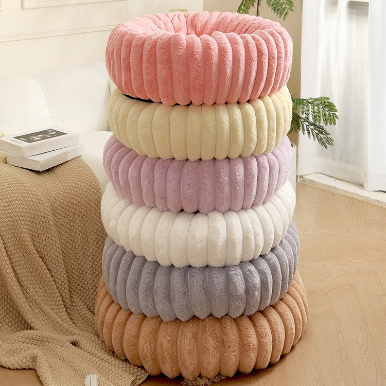 ποΈ Beige Plush Round Pet Bed β 40cm Cozy Sleeping Mat for Pets