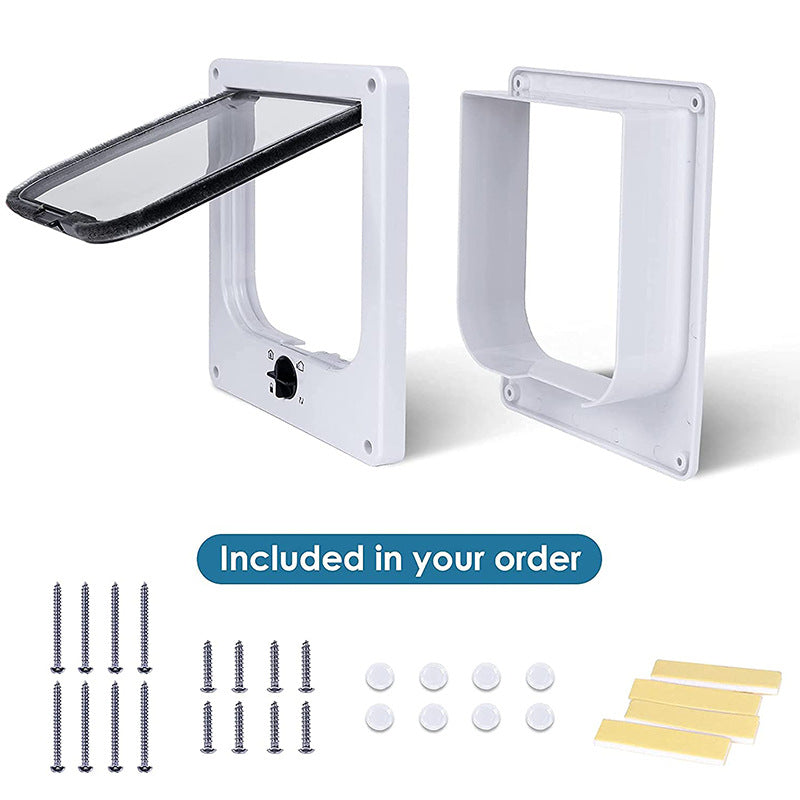 XL White 4-Way Locking Pet Door for Cats & Small Dogs – Magnetic, Weatherproof Flap