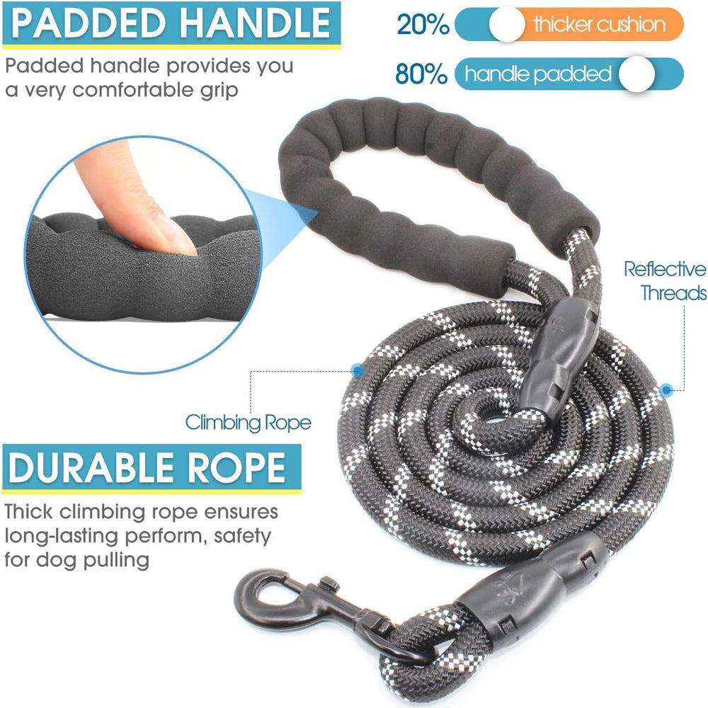 Black 3-in-1 Tangle-Free Dog Leash for 1–3 Dogs – Heavy Duty Bungee Coupler with Reflective Stitching & Padded Handle
