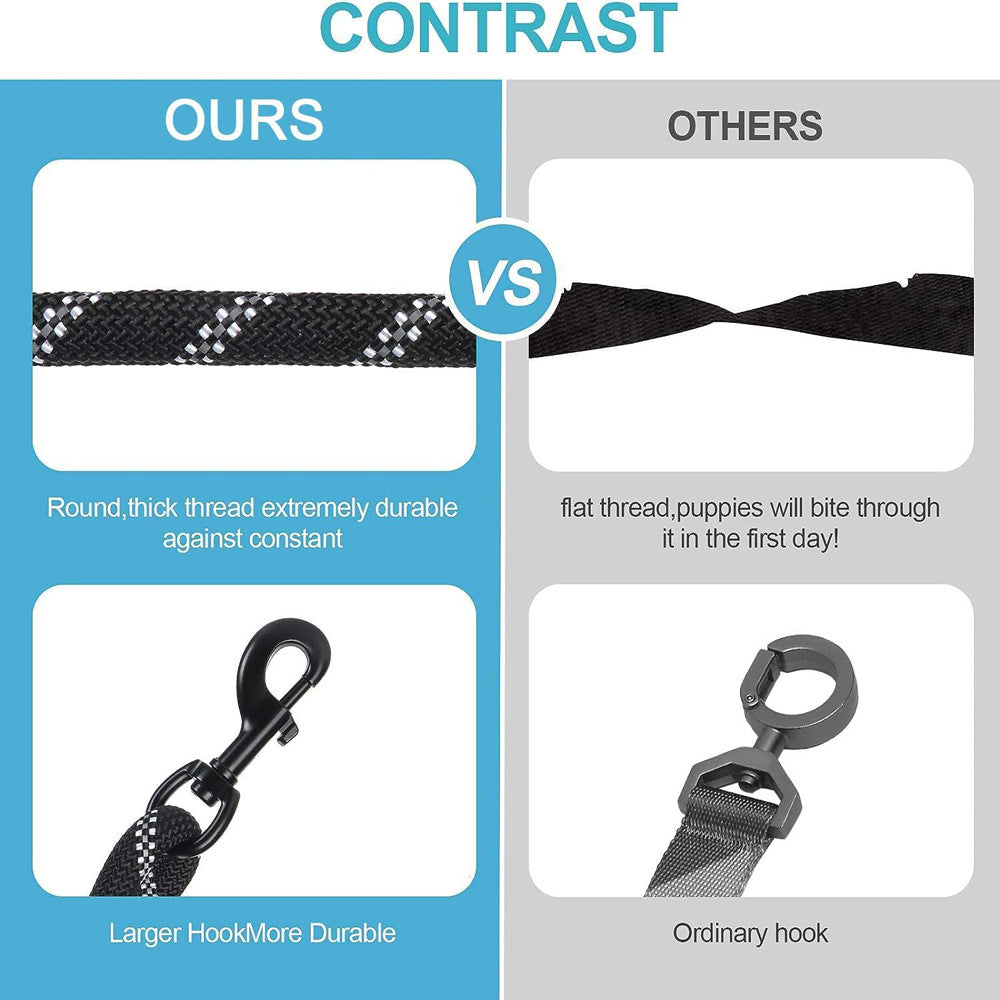 Black 3-in-1 Tangle-Free Dog Leash for 1–3 Dogs – Heavy Duty Bungee Coupler with Reflective Stitching & Padded Handle