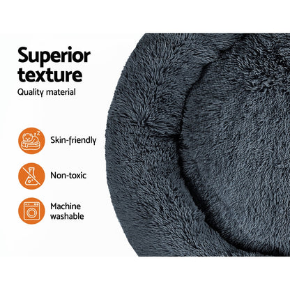 i.Pet 110cm Extra Large Calming Pet Bed – Soft Plush Dark Grey