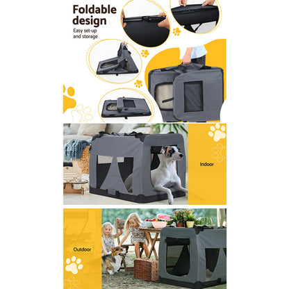 i.Pet 4XL Soft Travel Crate – Foldable Pet Carrier (121x80cm)
