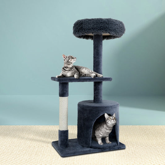 i.Pet 94cm Compact Cat Tree – Scratching Post & Hideout Condo (Grey)