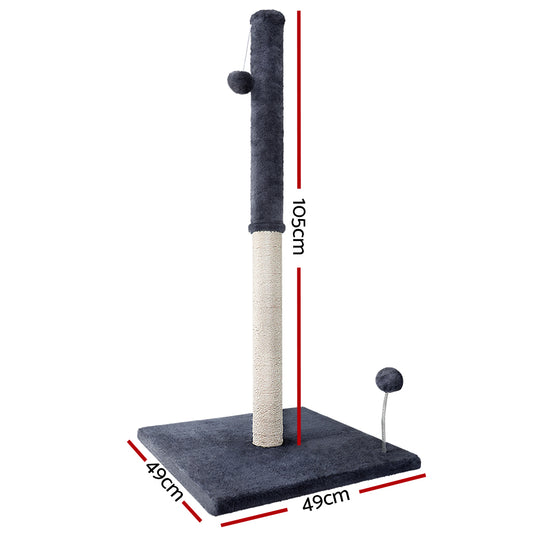 i.Pet Cat Tree 105cm – Scratcher Tower with Hanging Toys & Condo (Grey)