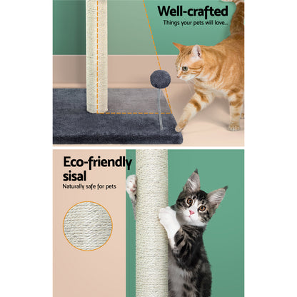 i.Pet Cat Tree 105cm – Scratcher Tower with Hanging Toys & Condo (Grey)