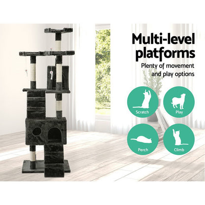 i.Pet 180cm Extra Tall Cat Tree – Multi-Level Scratcher & Condo (Grey)