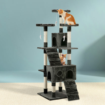 i.Pet 180cm Extra Tall Cat Tree – Multi-Level Scratcher & Condo (Grey)