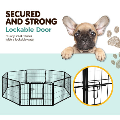 Portable 24" Dog Playpen – 8 Panel Pet Exercise Fence Enclosure