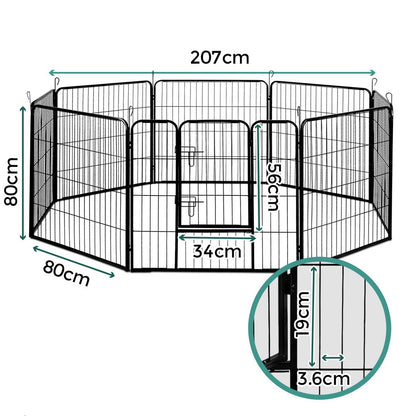 Heavy-Duty 32" Dog Playpen – 8 Panel Pet Exercise Cage Fence