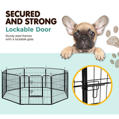 Heavy-Duty 32" Dog Playpen – 8 Panel Pet Exercise Cage Fence