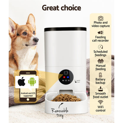 Smart WiFi Pet Feeder with HD Camera – 6L Auto Food Dispenser
