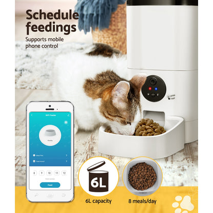 Smart WiFi Pet Feeder with HD Camera – 6L Auto Food Dispenser