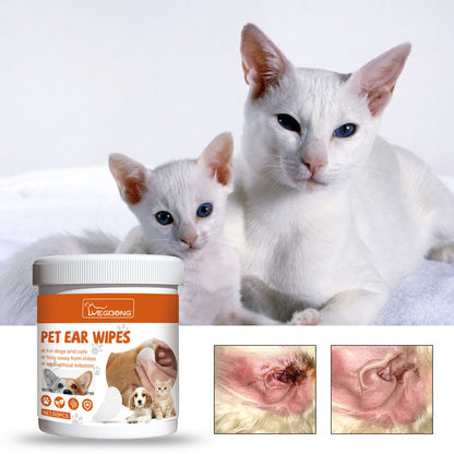 Yegbong™ Pet Ear Wipes – Cleansing & Deodorizing Wipes for Dogs & Cats, Removes Ear Mites & Wax