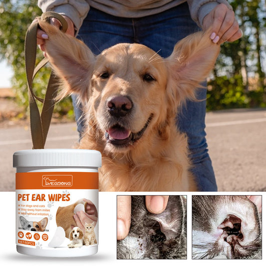 Yegbong™ Pet Ear Wipes – Cleansing & Deodorizing Wipes for Dogs & Cats, Removes Ear Mites & Wax