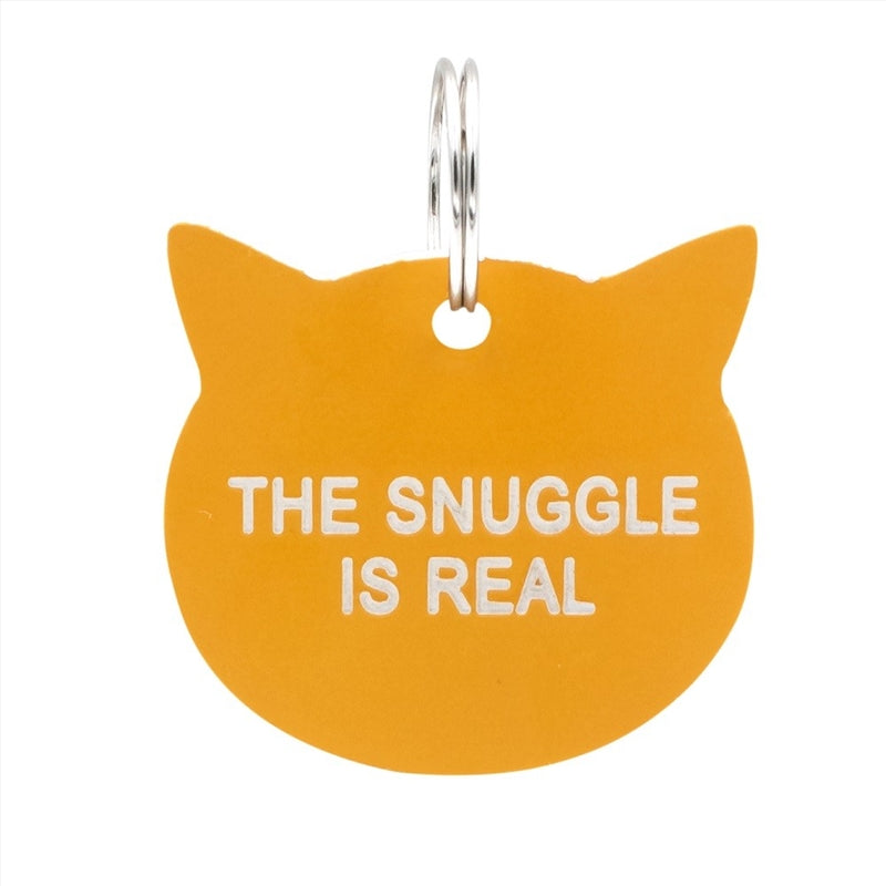 Orange Cat Tag – 'The Snuggle Is Real' Funny Pet ID