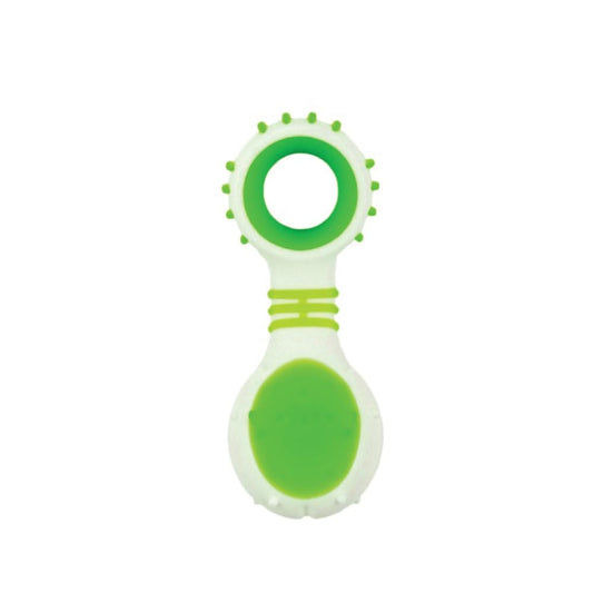 Green Puppy Teething Chew Toy – Dental Rattle with Rubber Ridges