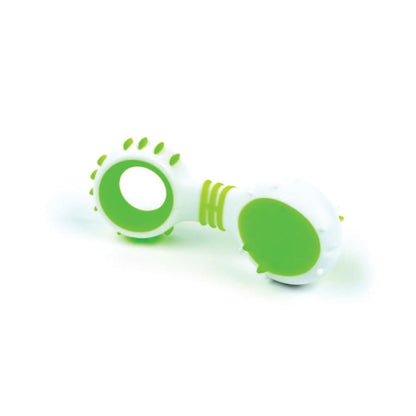 Green Puppy Teething Chew Toy – Dental Rattle with Rubber Ridges