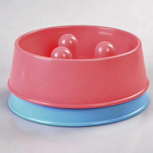 YES4PETS Medium Anti-Gulp Pet Feeder Bowl – Blue Slow Feed Dish for Dogs & Cats