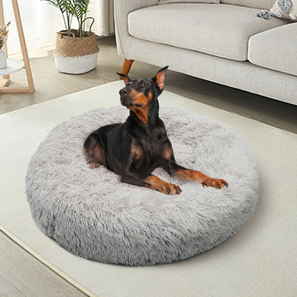 Pawfriends XXL Plush Dog Bed – Calming Round Pet Nest for Cats & Dogs, Washable, Anti-Slip Base