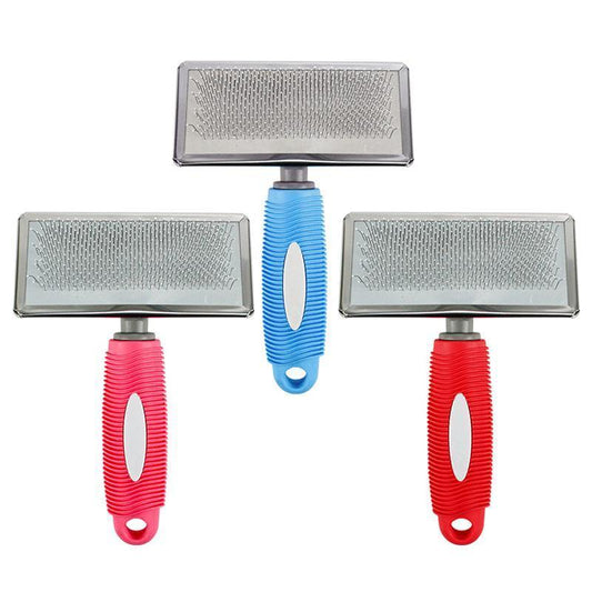 L Size Hair Shedding Grooming Trimmer Comb Brush Slicker Undercoat Rake Pet Dog Cat - Red