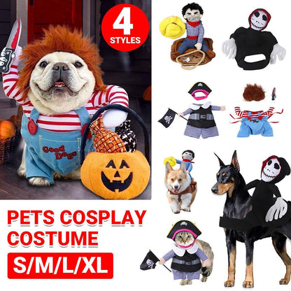 Halloween Dog Costume Pet Accessories Funny Dress Up for Small Medium Dogs - New Pirate-M