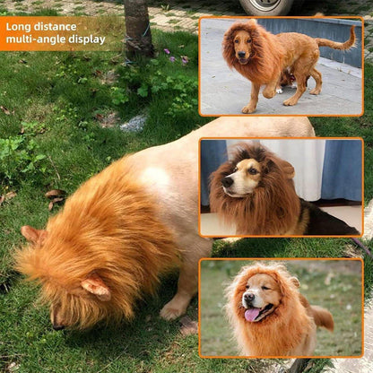 Lion Costume Mane Wig Large Dog Fancy Dress Up Party for Pet Halloween Clothes - Coffee-M
