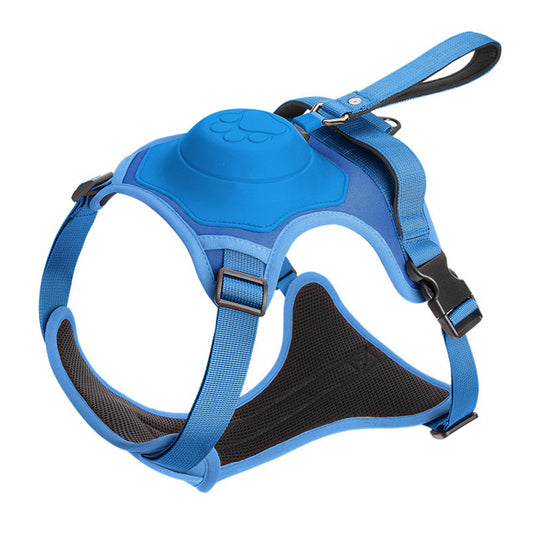 Vibe Geeks Ultimate 2-in-1 Reflective No-Pull Dog Harness with Retractable Leash & Control Handle – Blue (XL)
