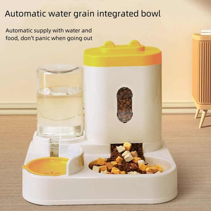 🍽️ Yellow Automatic Pet Feeder & Water Dispenser – 2-in-1 Smart Feeding Station