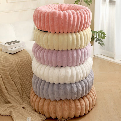 🛏️ Beige Plush Round Pet Bed – 40cm Cozy Sleeping Mat for Pets